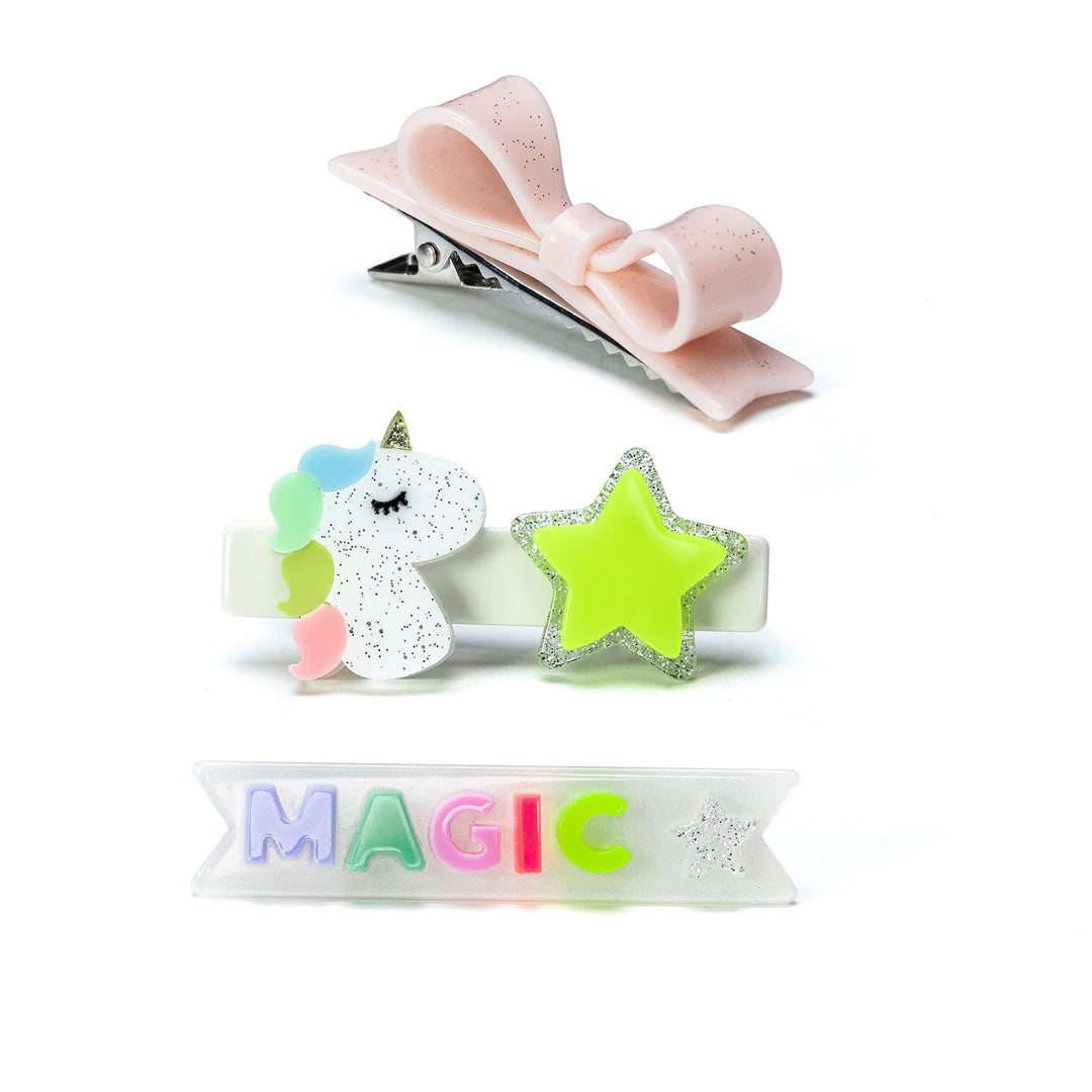 Magic Unicorn Neon Alligator Clip - Lush Lemon - Children's Accessories - Lilies & Roses - 0842308423