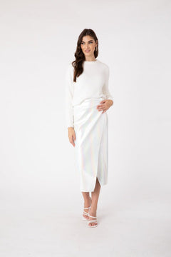 Metallic White Skirt - Lush Lemon - Women&