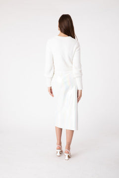 Metallic White Skirt - Lush Lemon - Women&