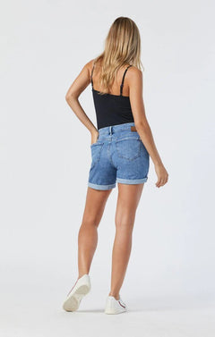 Mid Rise Pixie Denim Boyfriend Shorts - Lush Lemon - Women&