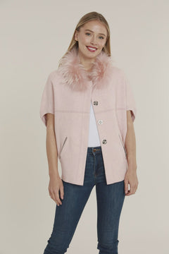 Natural Fur Trimmed Cocoon Cardigan - Lush Lemon - Women&