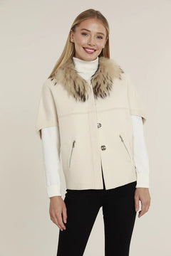 Natural Fur Trimmed Cocoon Cardigan - Lush Lemon - Women&