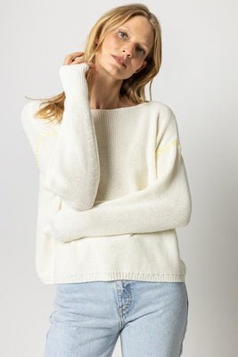 Oversized Rib Boatneck Sweater - Lush Lemon - Women's Clothing - Lilla P - 11879