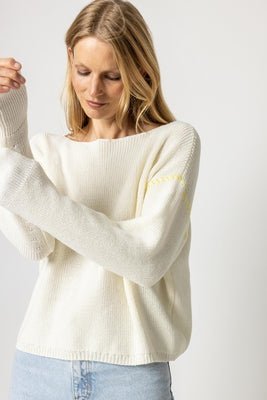 Oversized Rib Boatneck Sweater - Lush Lemon - Women's Clothing - Lilla P - 11879