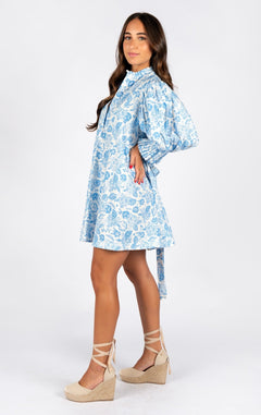 Park Blue Leopord Dress - Lush Lemon - Women&