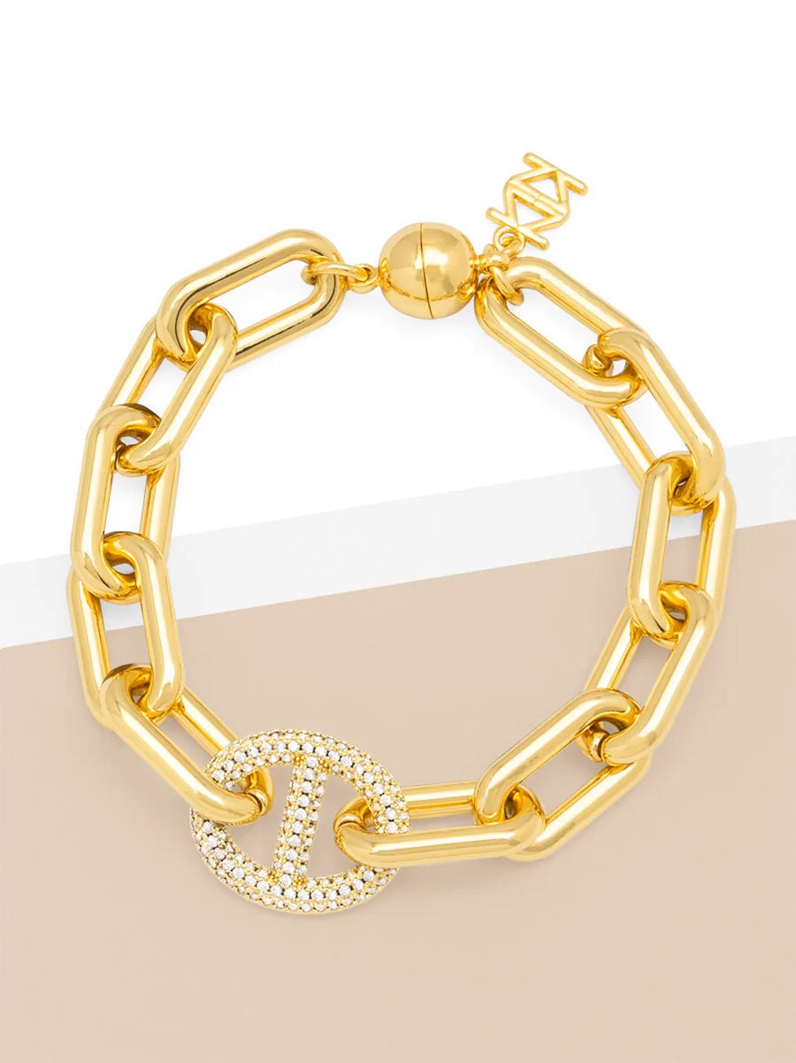 Pavé Mariner Link Charm Bracelet - Lush Lemon - Women's Accessories - Zenzii - 12926