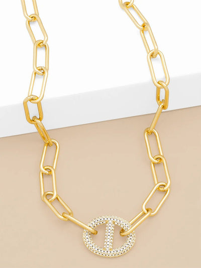 Pavé Mariner Link Paperclip Collar Necklace - Lush Lemon - Women's Accessories - Zenzii - 12929