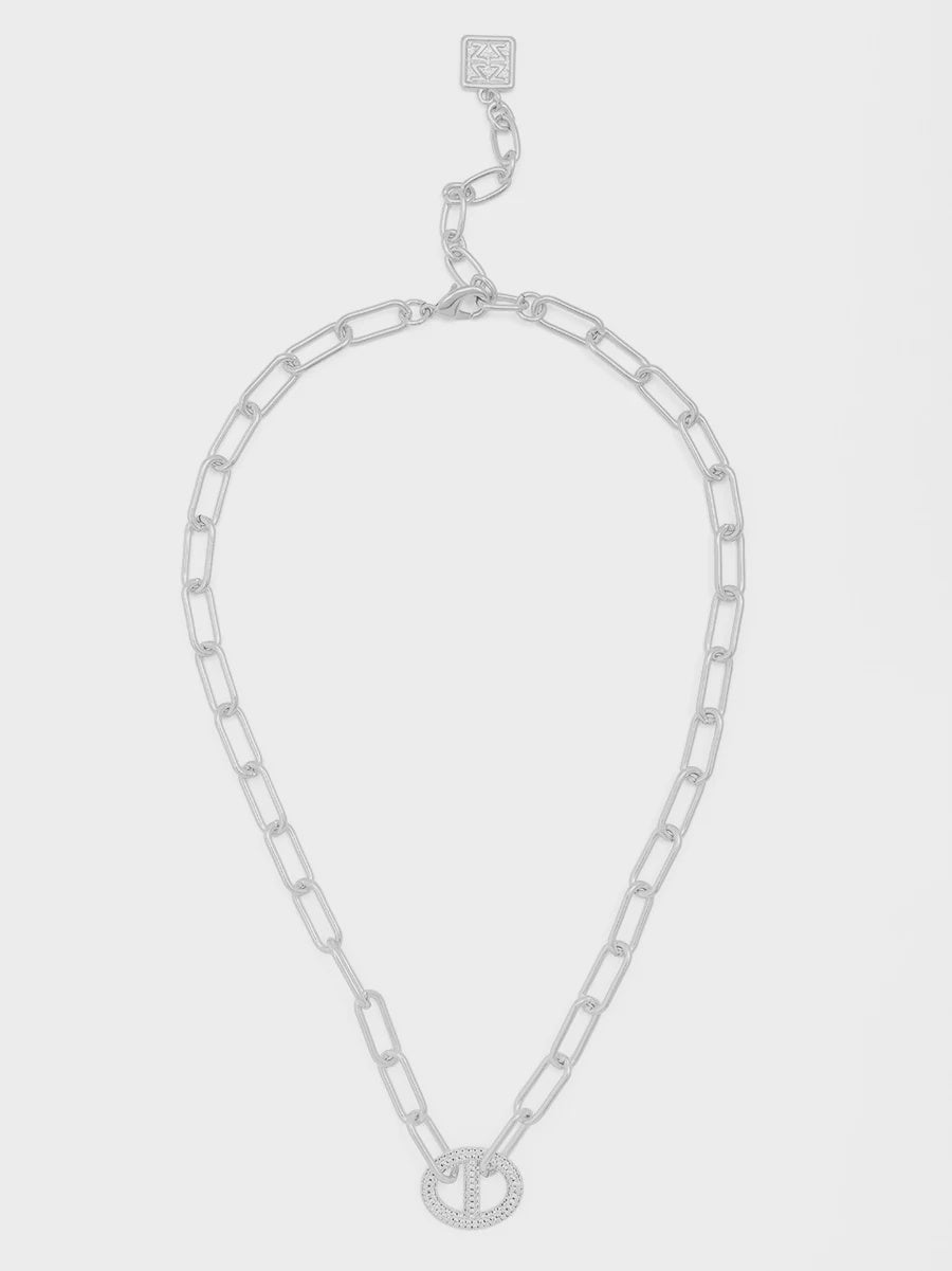 Pavé Mariner Link Paperclip Collar Necklace - Lush Lemon - Women's Accessories - Zenzii - 12930