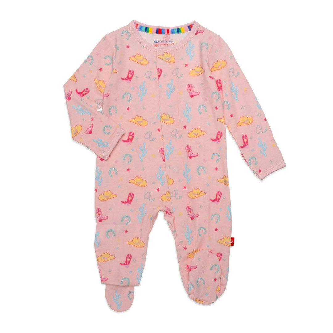 Pink Not My First Rodeo Magnetic Footie - Lush Lemon - Children's Clothing - Magnetic Me - 840318762661