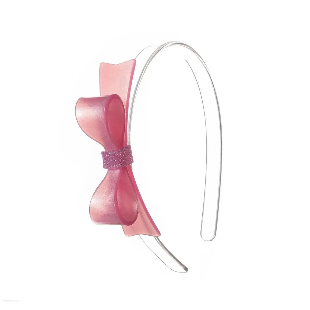 Pink Satin Bow Tie Headband - Lush Lemon - Children's Accessories - Lilies & Roses - 03630363