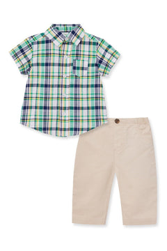 Plaid Boys Pant Set - Lush Lemon - Children&