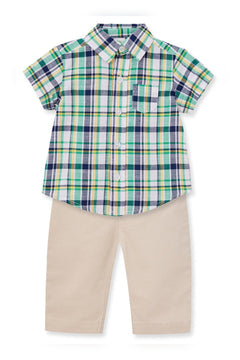 Plaid Boys Pant Set - Lush Lemon - Children&