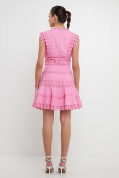 Plunging Lace Trim Dress - Lush Lemon - Women&