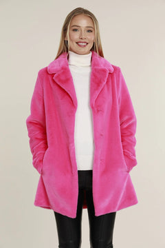 Plush Faux Fur Coat - Lush Lemon - Women&
