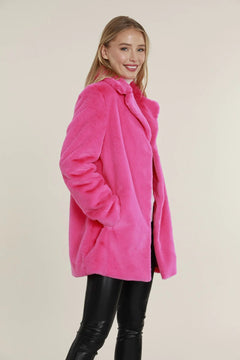 Plush Faux Fur Coat - Lush Lemon - Women&
