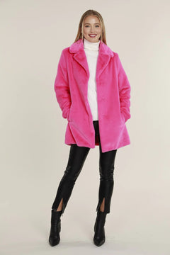 Plush Faux Fur Coat - Lush Lemon - Women&