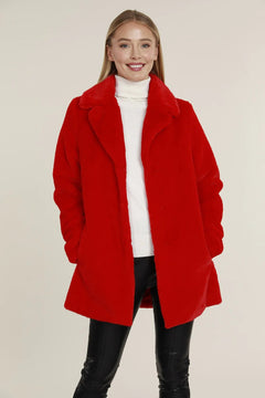 Plush Faux Fur Coat - Lush Lemon - Women&