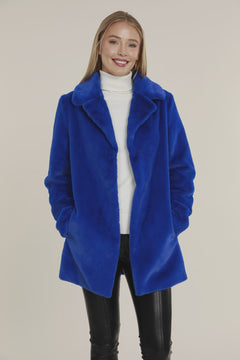 Plush Faux Fur Coat - Lush Lemon - Women&
