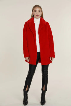 Plush Faux Fur Coat - Lush Lemon - Women&