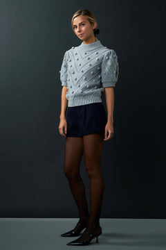 Pom Pom Puff Sleeve Sweater - Lush Lemon - Women&