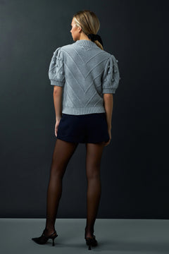 Pom Pom Puff Sleeve Sweater - Lush Lemon - Women&