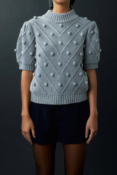 Pom Pom Puff Sleeve Sweater - Lush Lemon - Women&