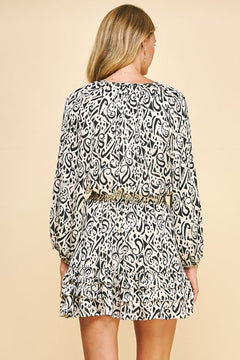 Print Satin Tiered Mini Dress - Lush Lemon - Women&