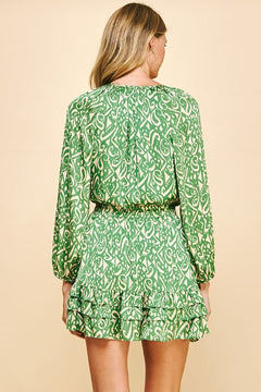 Print Satin Tiered Mini Dress - Lush Lemon - Women&