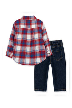Red Plaid Woven Set - Lush Lemon - Children&