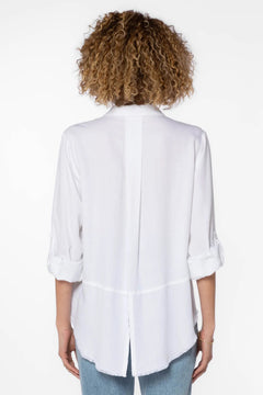 Riley Frayed Hem Button Up Shirt - Lush Lemon - Women&