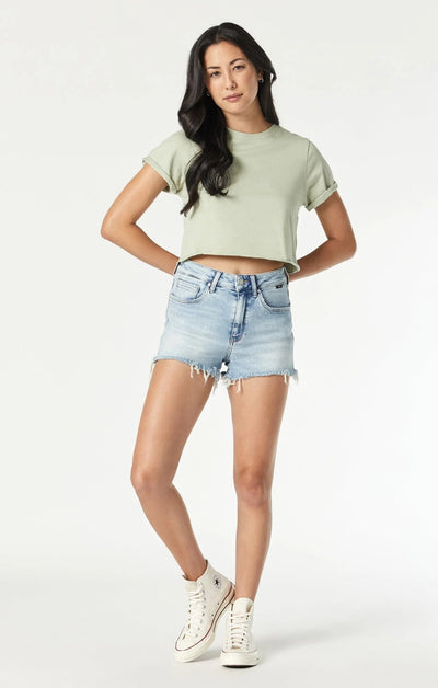 Rosie Boyfriend Shorts Bleached LA Blue - Lush Lemon - Women's Clothing - Mavi - 8683696156194
