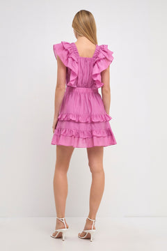 Ruffle Detail Mini Dress Lilac - Lush Lemon - Women&