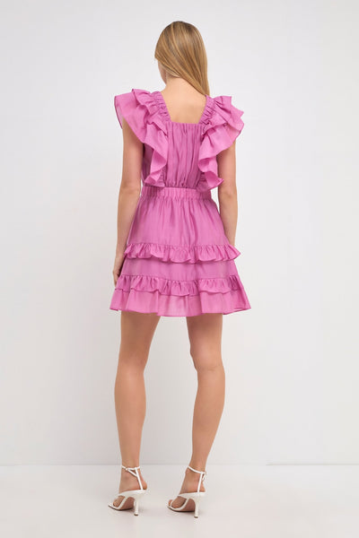 Ruffle Detail Mini Dress Lilac - Lush Lemon - Women's Clothing - Endless Rose - 192934389167