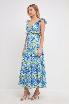 Ruffled Maxi Dress - Lush Lemon - Women&