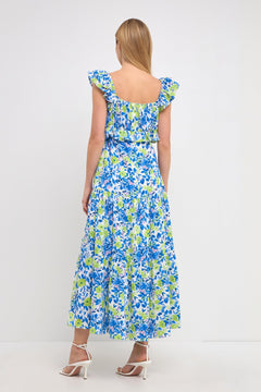 Ruffled Maxi Dress - Lush Lemon - Women&
