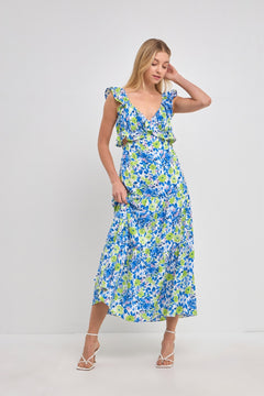 Ruffled Maxi Dress - Lush Lemon - Women&