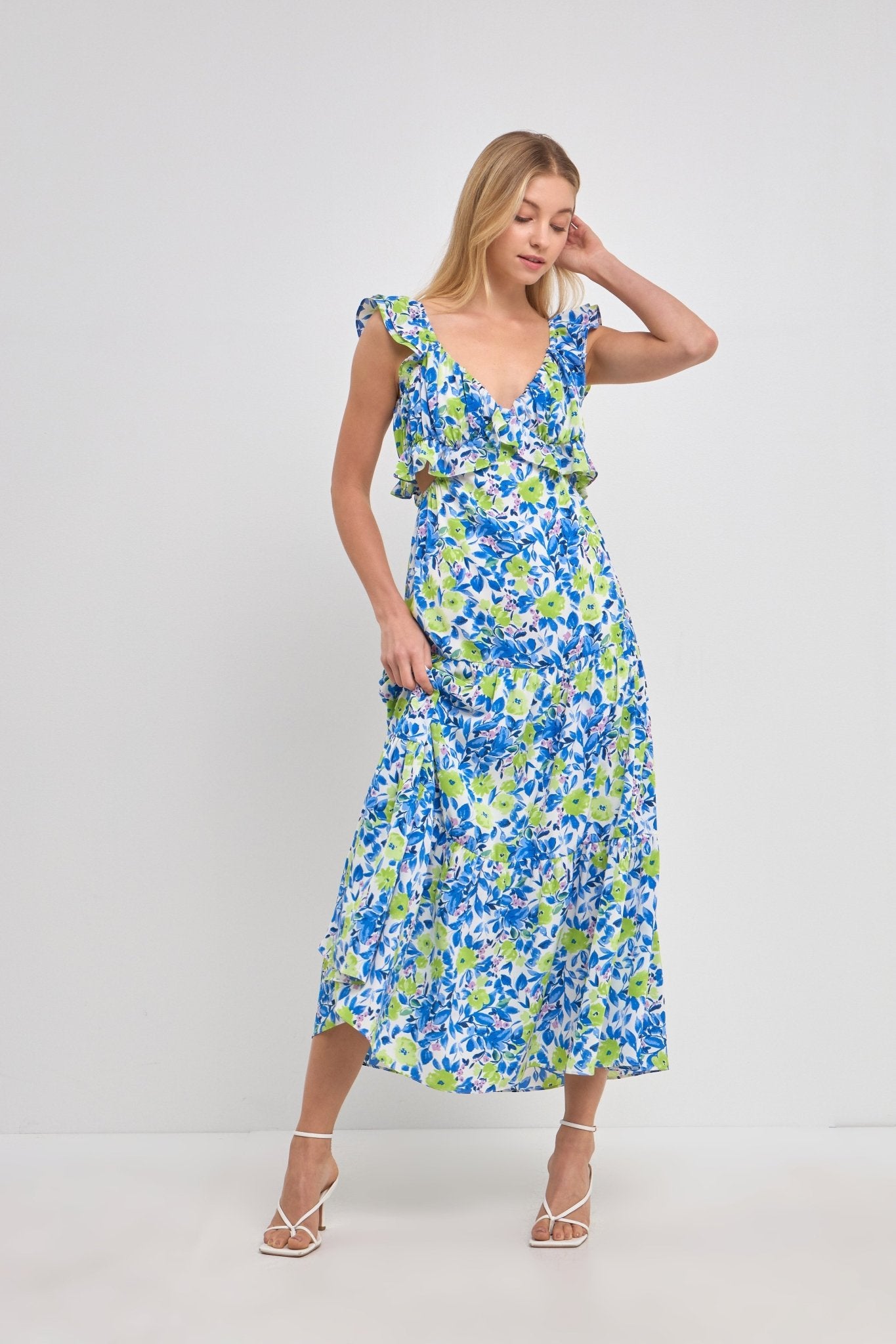 Ruffled Maxi Dress - Lush Lemon - Women's Clothing - Endless Rose - 192934389068