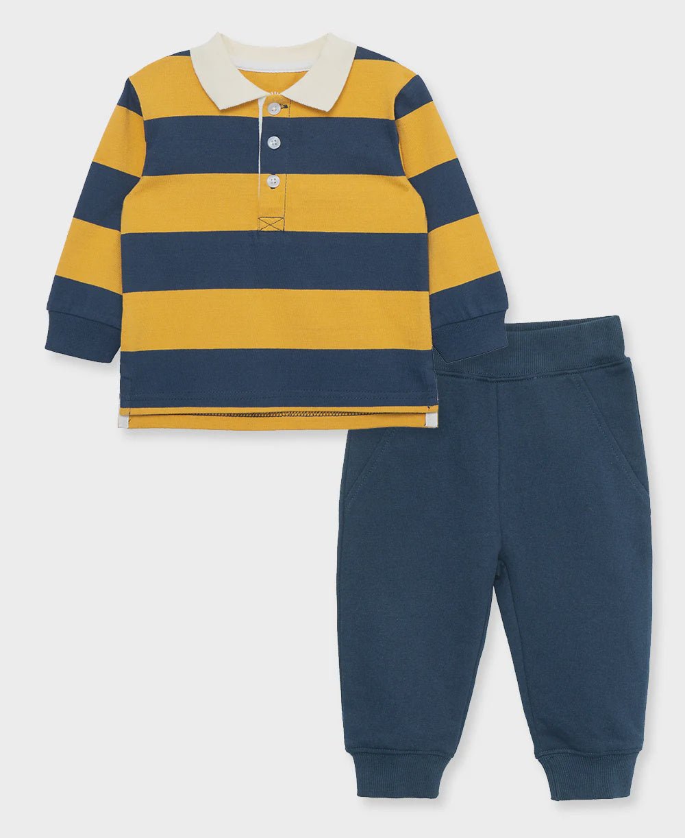 Rugby LS Polo Set - Lush Lemon - Children's Clothing - Little Me - 745644969527