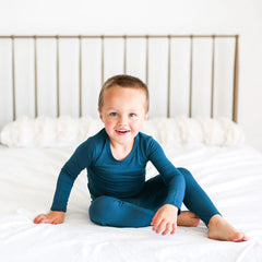 Sailor Blue Long Sleeve Bamboo Pajamas - Lush Lemon - Children&