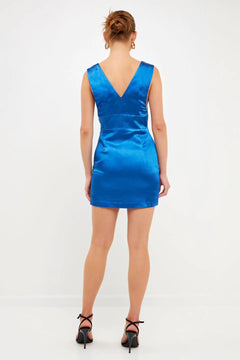 Satin Cut-Out Mini Dress - Lush Lemon - Women&
