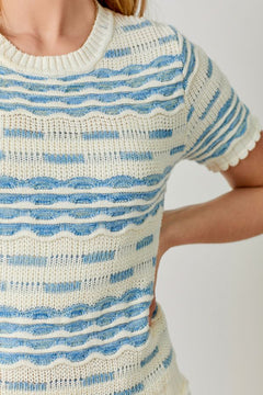 Scallop Rib Short Sleeve Sweater - Lush Lemon - Women&