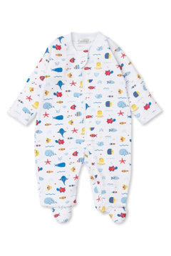 Sea Life Fun Blue Zip Footie - Lush Lemon - Children&