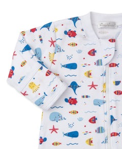 Sea Life Fun Blue Zip Footie - Lush Lemon - Children&