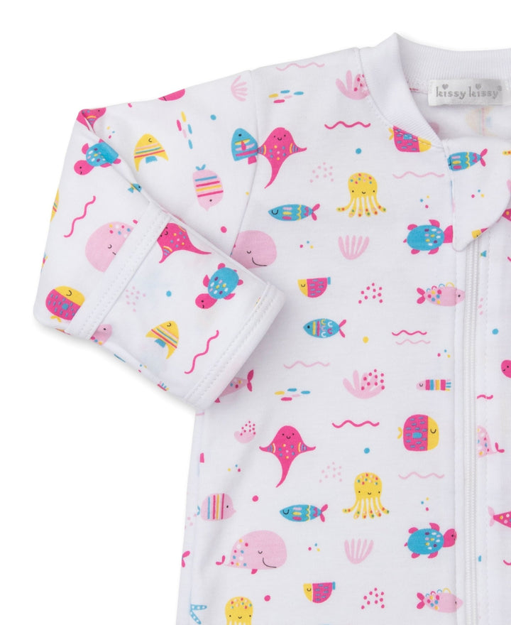 Sea Life Fun Pink Zip Footie - Lush Lemon - Children's Clothing - Kissy Kissy - 195165163292