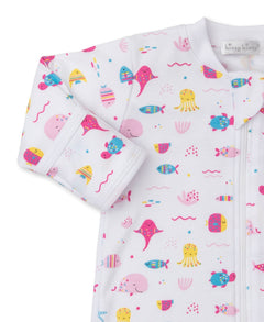 Sea Life Fun Pink Zip Footie - Lush Lemon - Children&