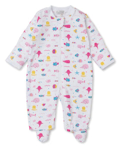 Sea Life Fun Pink Zip Footie - Lush Lemon - Children&