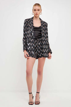 Sequin Single-Breasted Blazer - Lush Lemon - Women&