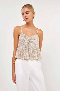 Sequins Tank Top - Lush Lemon - Women&