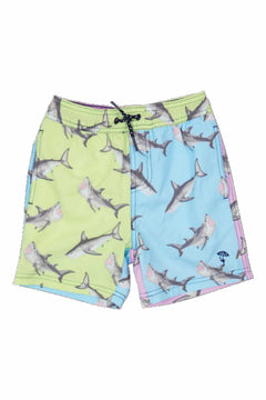 Shark Block Water Appearing Boys Swim Trunk - Lush Lemon - Children&