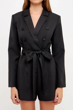 Short Blazer Romper - Lush Lemon - Women&